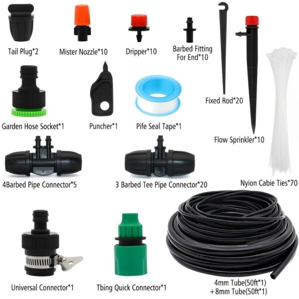 Drip Irrigation Kits, 100ft/30M Garden Plant Watering Sprinkler System - Image 2