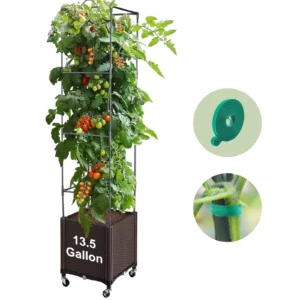 Raised Garden Bed on Wheels, 72” Tall Tomato Planters with Trellis