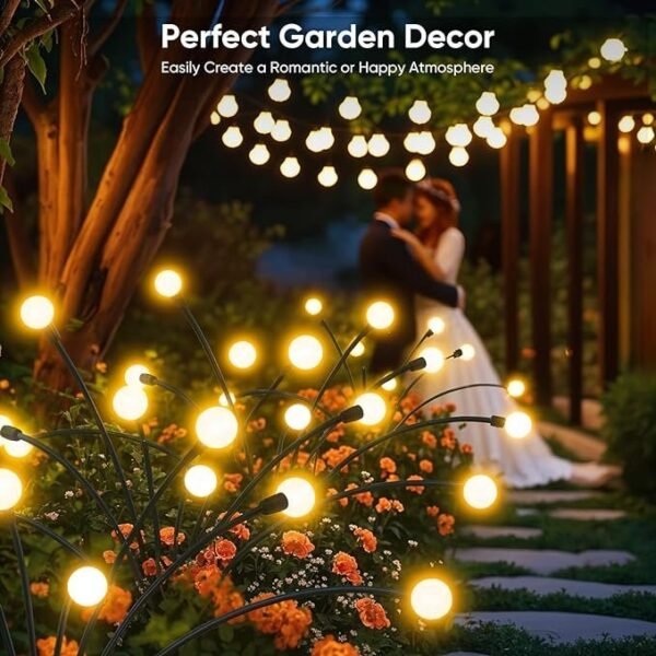 4 Pack 32 LED Firefly Solar Outdoor Lights - Image 3