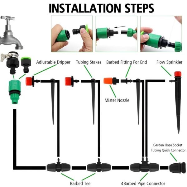 Drip Irrigation Kits, 100ft/30M Garden Plant Watering Sprinkler System - Image 3